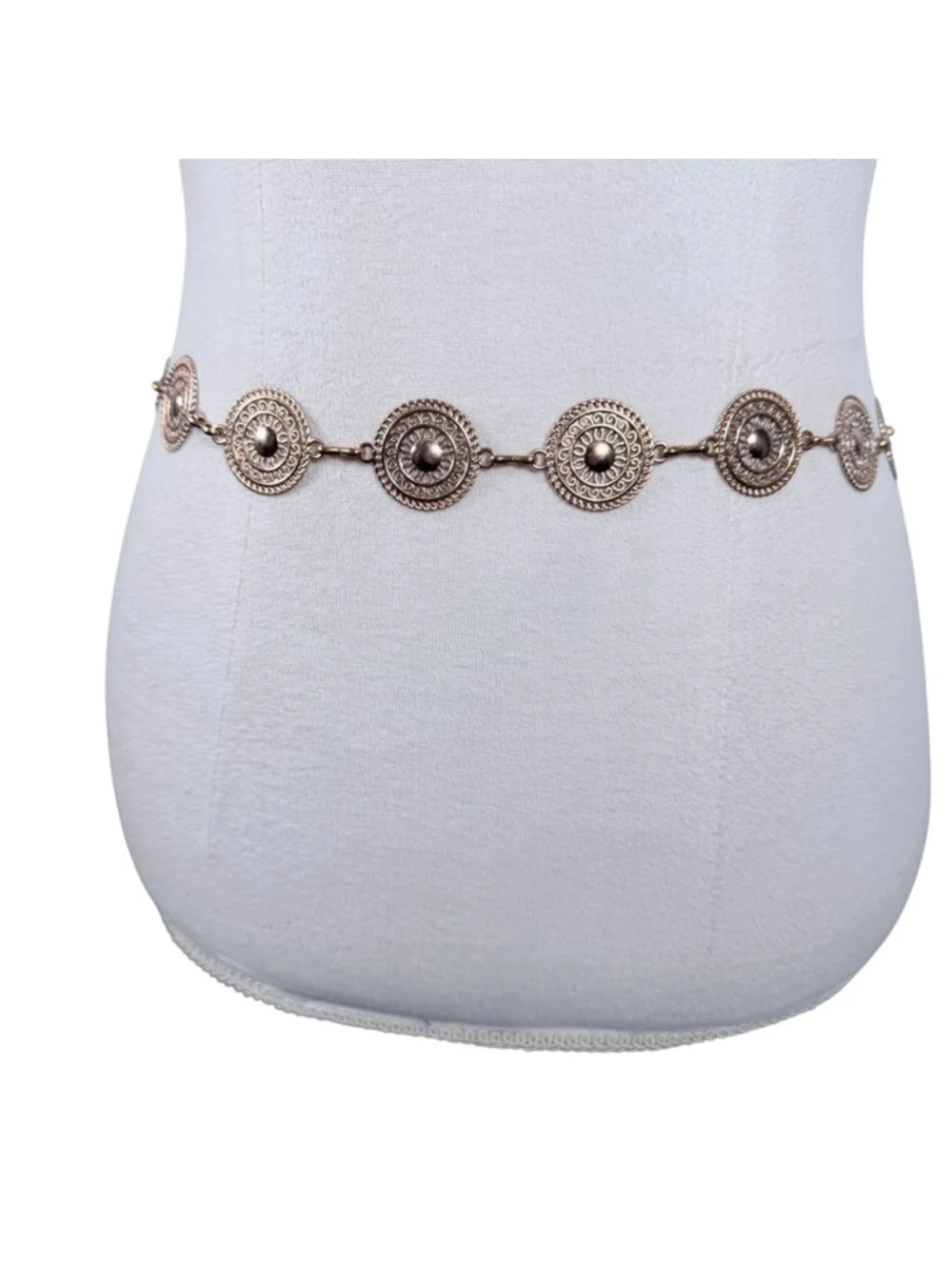 Boho Gold Metal Concho Chain Link Belt Western Cowgirl Statement One Size OS